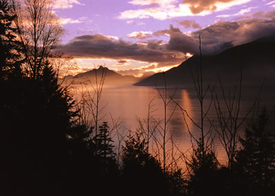 Sunset on Howe Sound Near Britannia Beach